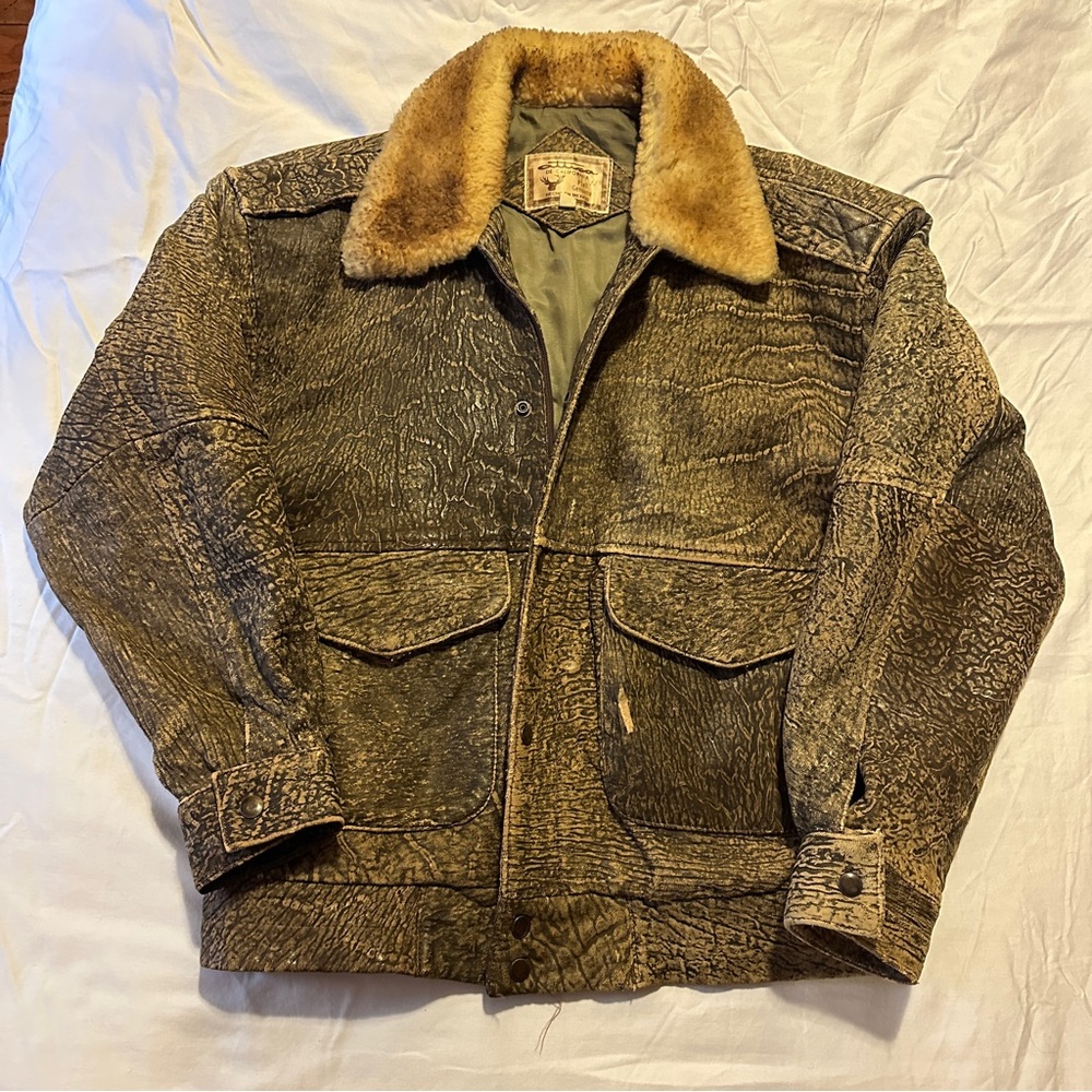 Vintage Men's Brown Shearling-Collar Jacket
